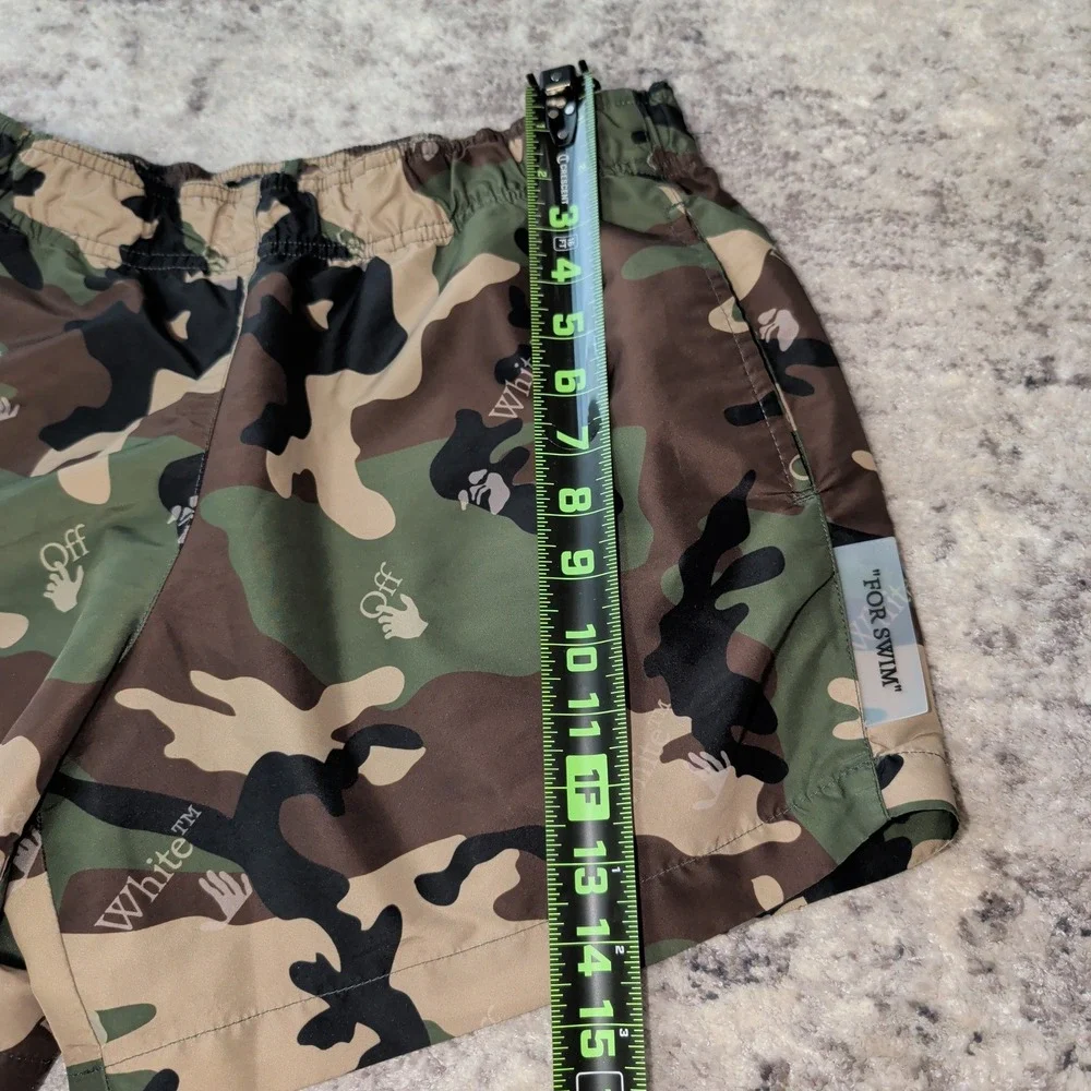 Off-White SS21 Allover Camo Swim Shorts Men's M Camouflage Logo $300 Designer
